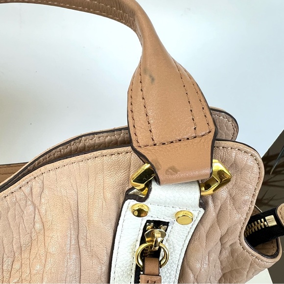 orYANY Tegan Beige Cream Pebbled Leather Front Zip Pockets Large Shoulder Tote - Picture 13 of 16